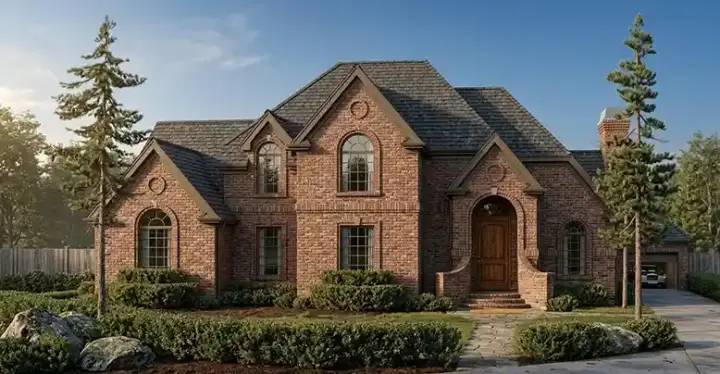 European house plans 58-304 - front exterior, 3,641 sq ft, 4 bed, 3 bath house plans | Monster House Plans