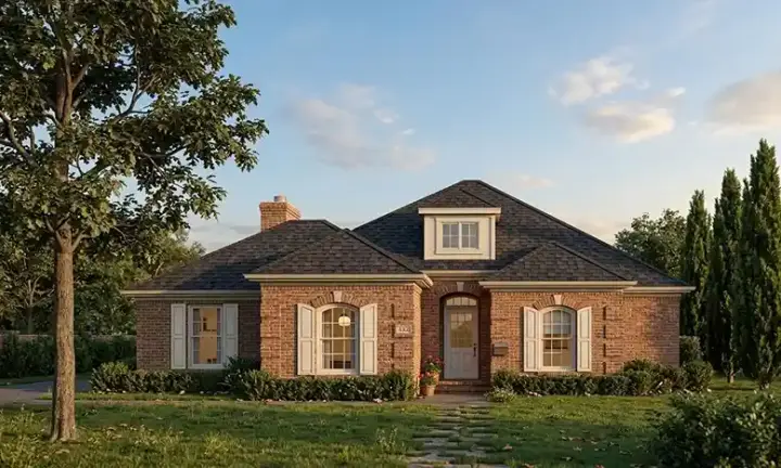 European house plans 58-309 - front exterior, 2,117 sq ft, 4 bed, 3 bath house plans | Monster House Plans