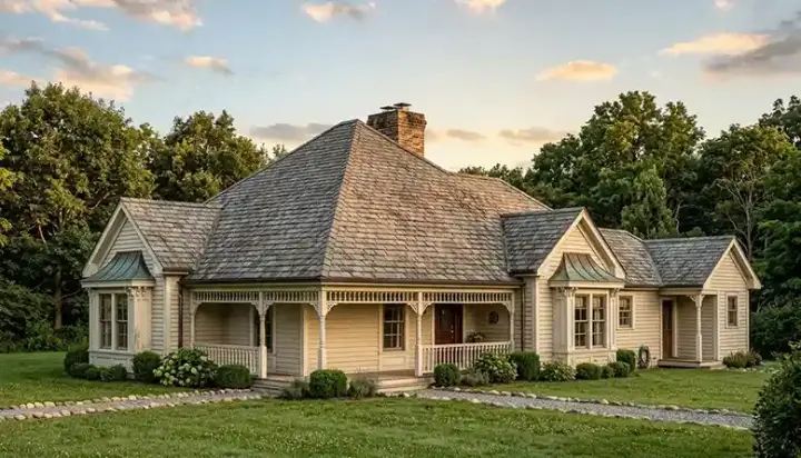 Farmhouse house plans 58-337 - front exterior, 1,753 sq ft, 3 bed, 2 bath house plans | Monster House Plans