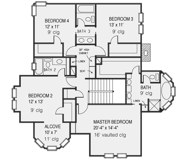 Upper/Second Floor Plan: 58-340