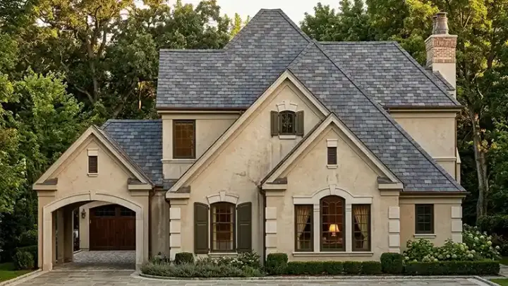 European house plans 58-343 - front exterior, 2,909 sq ft, 3 bed, 2 bath house plans | Monster House Plans