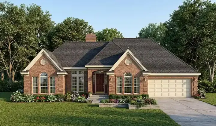 European house plans 58-357 - front exterior, 1,849 sq ft, 3 bed, 2 bath house plans | Monster House Plans