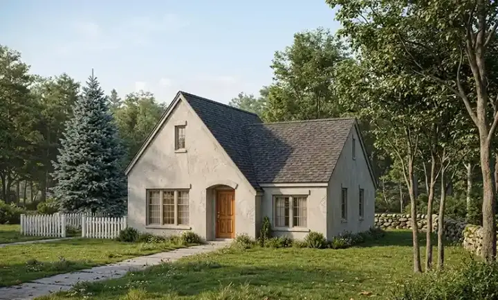 European house plans 58-368 - front exterior, 1,029 sq ft, 2 bed, 1 bath house plans | Monster House Plans