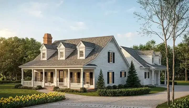 Farmhouse house plans 58-369 - front exterior, 1,905 sq ft, 3 bed, 2 bath house plans | Monster House Plans