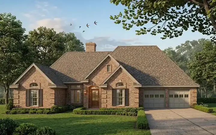 European house plans 58-373 - front exterior, 1,923 sq ft, 3 bed, 2 bath house plans | Monster House Plans