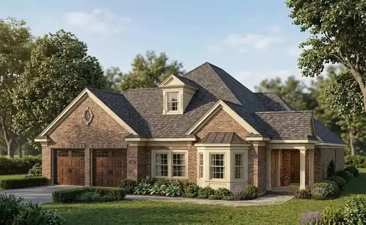 Traditional house plans 58-376 - front exterior, 1,935 sq ft, 3 bed, 2 bath house plans | Monster House Plans