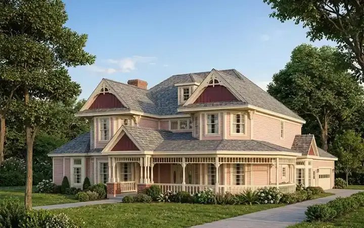 Victorian house plans 58-380 - front exterior, 4,091 sq ft, 4 bed, 4 bath house plans | Monster House Plans