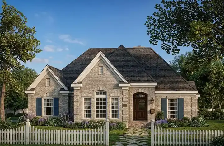 European house plans 58-384 - front exterior, 2,890 sq ft, 4 bed, 2 bath house plans | Monster House Plans