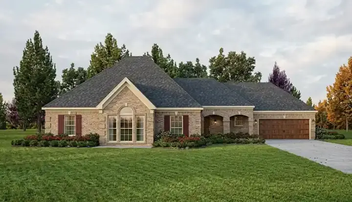 Traditional house plans 58-389 - front exterior, 1,848 sq ft, 3 bed, 2 bath house plans | Monster House Plans