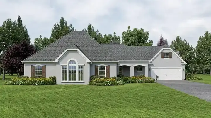 Traditional house plans 58-390 - front exterior, 1,745 sq ft, 3 bed, 2 bath house plans | Monster House Plans