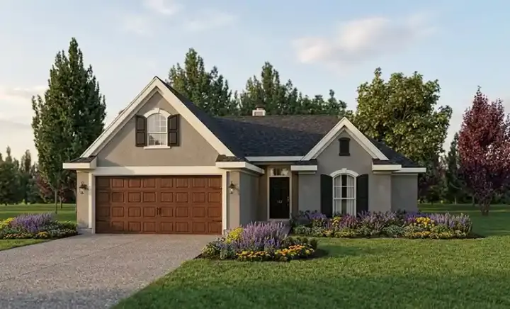 Traditional house plans 58-396 - front exterior, 1,430 sq ft, 3 bed, 2 bath house plans | Monster House Plans