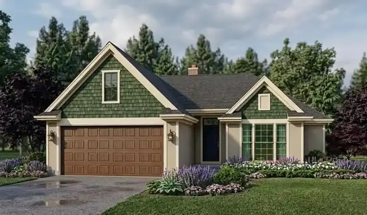 Traditional house plans 58-397 - front exterior, 1,430 sq ft, 3 bed, 2 bath house plans | Monster House Plans
