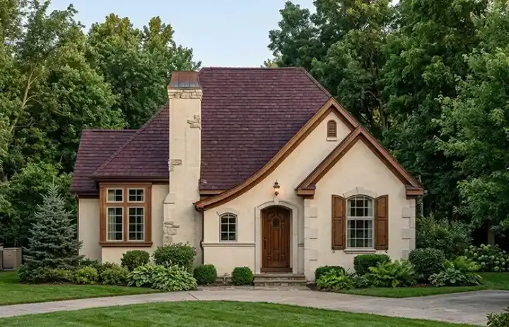 French Country house plans 58-404 - front exterior, 1,621 sq ft, 3 bed, 2 bath house plans | Monster House Plans