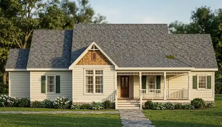 Country house plans 58-419 - front exterior, 2,296 sq ft, 3 bed, 2 bath house plans | Monster House Plans