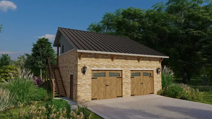 Carriage house plans 59-104 - front exterior, 672 sq ft, 1 bed, 1 bath house plans | Monster House Plans