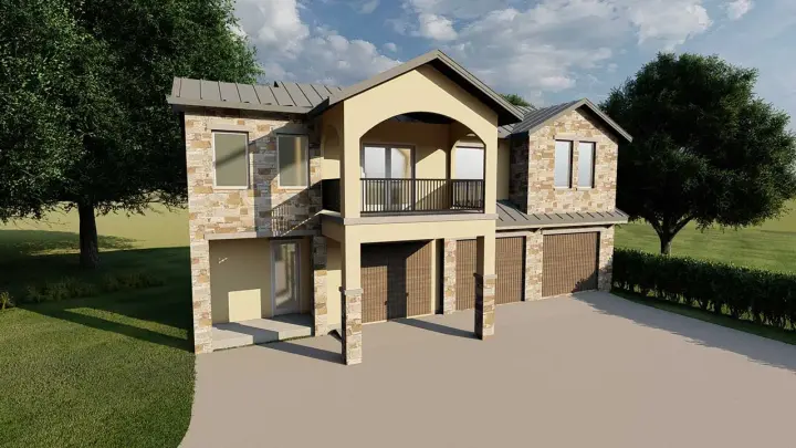 Sunbelt house plans 59-107 - front exterior, 1,128 sq ft, 1 bed, 1 bath house plans | Monster House Plans