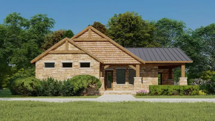 Craftsman house plans 59-108 - front exterior, 1,434 sq ft, 2 bed, 2 bath house plans | Monster House Plans