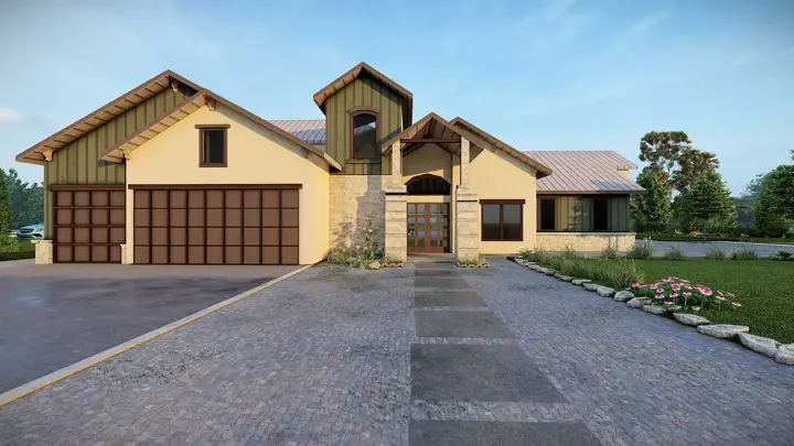 Ranch house plans 59-116 - front exterior, 3,300 sq ft, 4 bed, 3 bath house plans | Monster House Plans