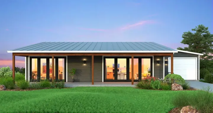Modern house plans 59-120 - front exterior, 1,028 sq ft, 1 bed, 1 bath house plans | Monster House Plans