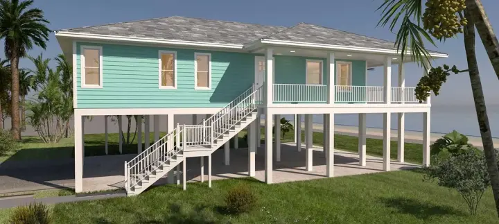 Coastal house plans 59-125 - front exterior, 1,750 sq ft, 3 bed, 2 bath house plans | Monster House Plans