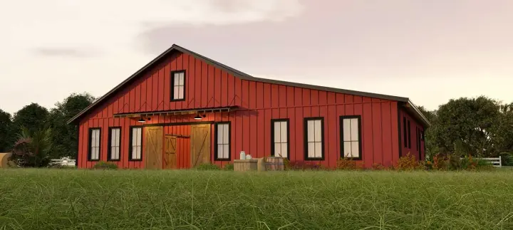 Barndominium house plans 59-134 - front exterior, 2,017 sq ft, 3 bed, 3 bath house plans | Monster House Plans