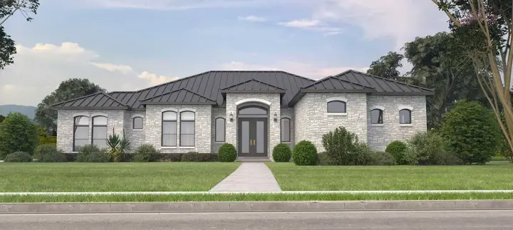 Mediterranean house plans 59-136 - front exterior, 2,086 sq ft, 3 bed, 2 bath house plans | Monster House Plans