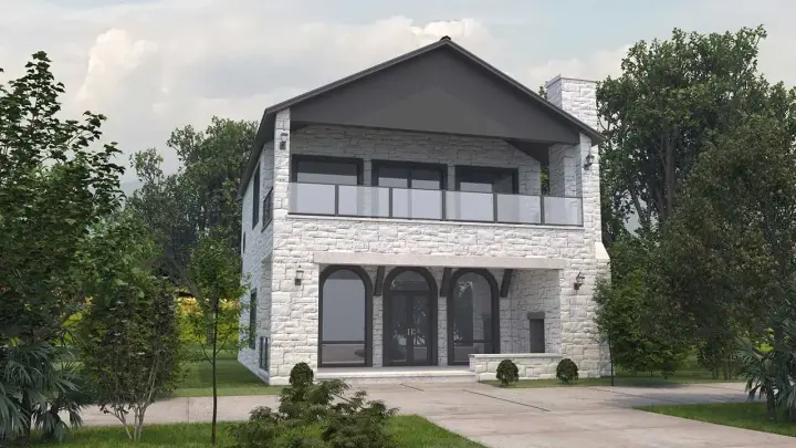 Modern house plans 59-140 - front exterior, 2,149 sq ft, 1 bed, 1 bath house plans | Monster House Plans