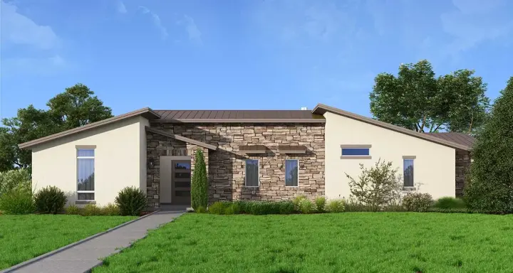 Contemporary house plans 59-165 - front exterior, 2,477 sq ft, 2 bed, 3 bath house plans | Monster House Plans