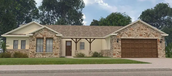 Ranch house plans 59-176 - front exterior, 2,556 sq ft, 4 bed, 2 bath house plans | Monster House Plans