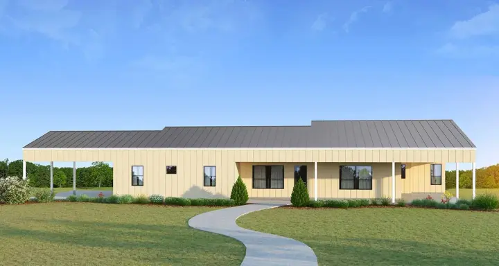Ranch house plans 59-187 - front exterior, 2,716 sq ft, 4 bed, 3 bath house plans | Monster House Plans