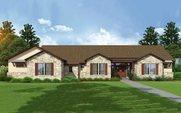 Ranch house plans 59-190 - front exterior, 2,762 sq ft, 4 bed, 3 bath house plans | Monster House Plans