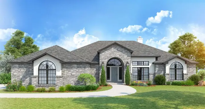 European house plans 59-207 - front exterior, 2,916 sq ft, 4 bed, 2 bath house plans | Monster House Plans