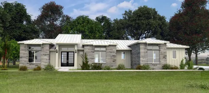 Modern house plans 59-208 - front exterior, 2,936 sq ft, 3 bed, 3 bath house plans | Monster House Plans