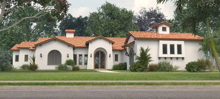 Spanish house plans 59-238 - front exterior, 3,190 sq ft, 3 bed, 3 bath house plans | Monster House Plans