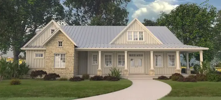 Country house plans 59-253 - front exterior, 2,396 sq ft, 3 bed, 2 bath house plans | Monster House Plans