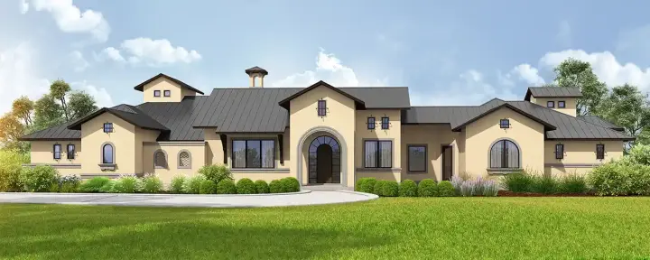 Mediterranean house plans 59-258 - front exterior, 4,010 sq ft, 3 bed, 4 bath house plans | Monster House Plans