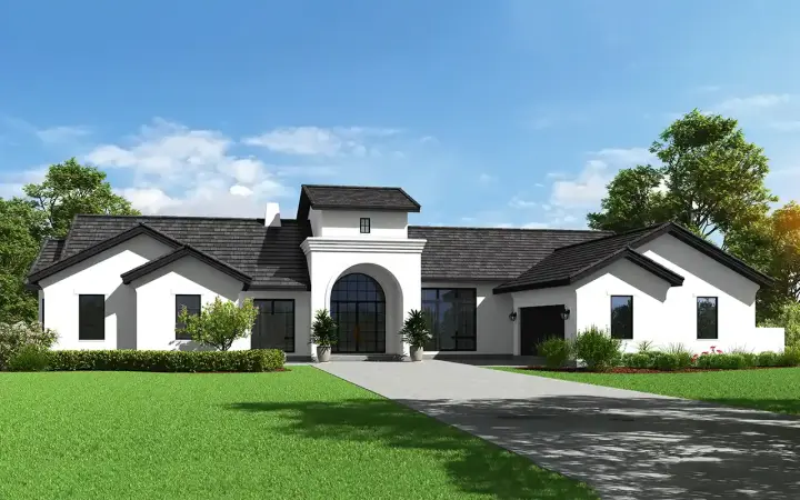 Contemporary house plans 59-261 - front exterior, 3,628 sq ft, 4 bed, 4 bath house plans | Monster House Plans
