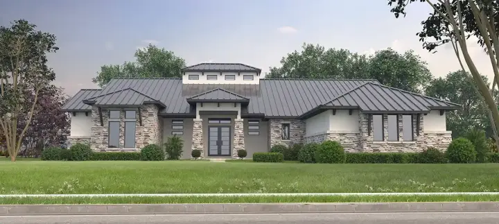 Modern house plans 59-282 - front exterior, 3,491 sq ft, 4 bed, 4 bath house plans | Monster House Plans