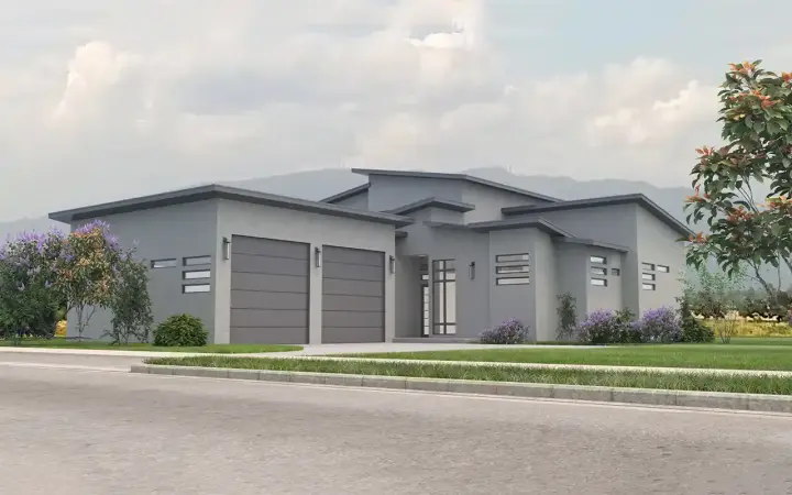 Modern house plans 59-284 - front exterior, 4,458 sq ft, 3 bed, 3 bath house plans | Monster House Plans