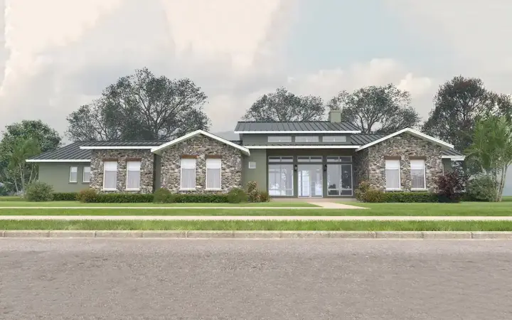 Ranch house plans 59-285 - front exterior, 3,121 sq ft, 3 bed, 3 bath house plans | Monster House Plans
