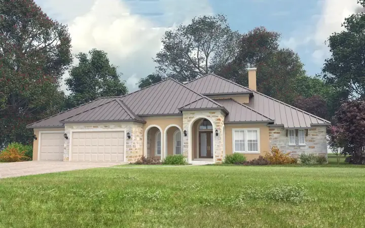 European house plans 59-288 - front exterior, 3,170 sq ft, 4 bed, 4 bath house plans | Monster House Plans