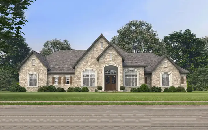 European house plans 59-289 - front exterior, 3,338 sq ft, 4 bed, 4 bath house plans | Monster House Plans