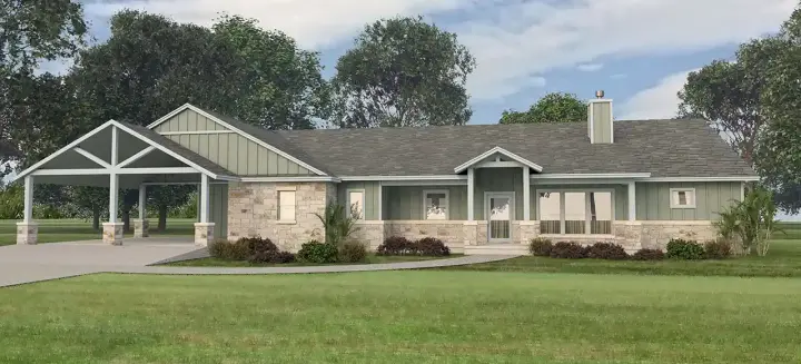 Ranch house plans 59-290 - front exterior, 2,623 sq ft, 3 bed, 2 bath house plans | Monster House Plans