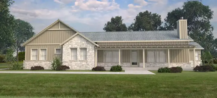 Ranch house plans 59-291 - front exterior, 2,626 sq ft, 4 bed, 3 bath house plans | Monster House Plans
