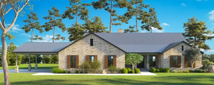 Ranch house plans 59-299 - front exterior, 3,281 sq ft, 3 bed, 3 bath house plans | Monster House Plans