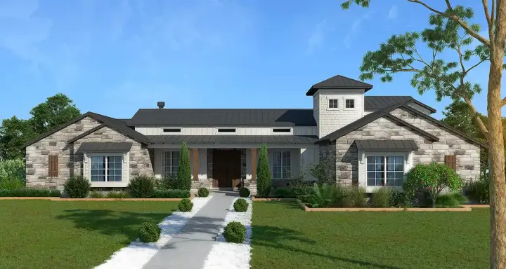 Modern Farmhouse house plans 59-306 - front exterior, 3,458 sq ft, 4 bed, 3 bath house plans | Monster House Plans