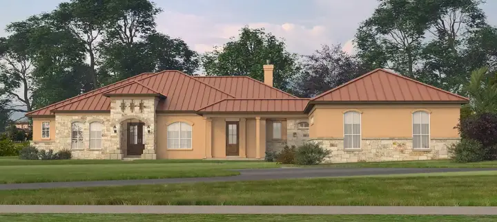 Mediterranean house plans 59-308 - front exterior, 3,523 sq ft, 4 bed, 4 bath house plans | Monster House Plans