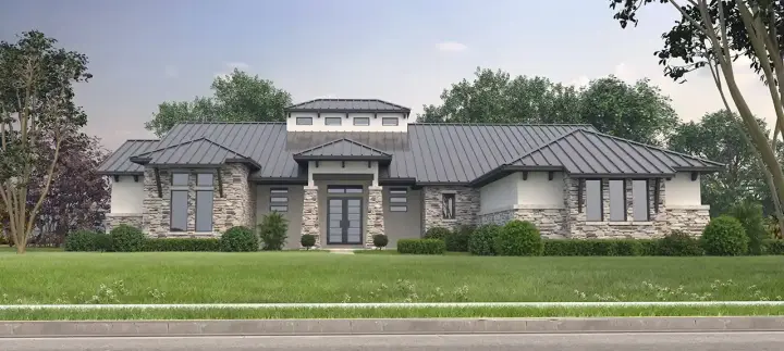 Contemporary house plans 59-316 - front exterior, 3,491 sq ft, 4 bed, 4 bath house plans | Monster House Plans