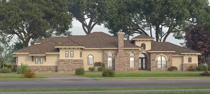 European house plans 59-319 - front exterior, 3,546 sq ft, 4 bed, 2 bath house plans | Monster House Plans