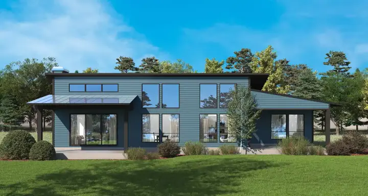 Contemporary house plans 59-320 - front exterior, 1,620 sq ft, 2 bed, 2 bath house plans | Monster House Plans